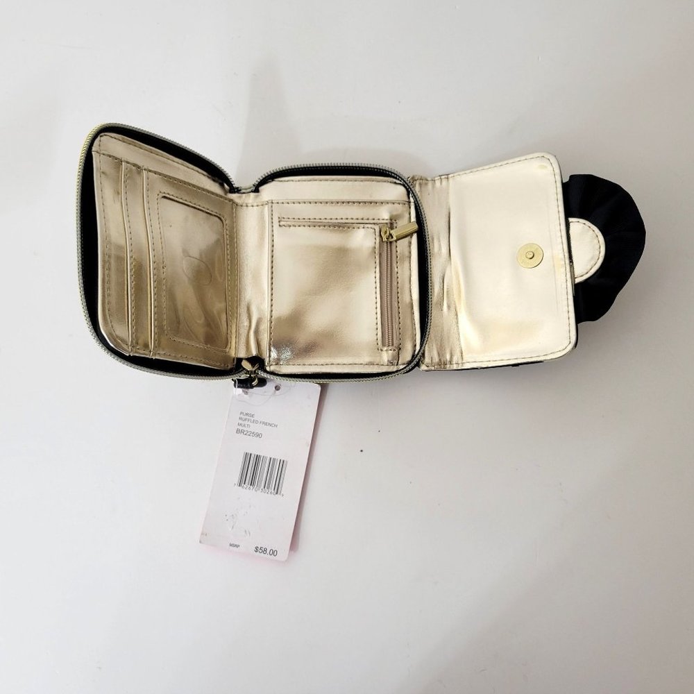 Betsy Johnson Black and White Wallet with Ruffled Trim - Picture 7 of 9